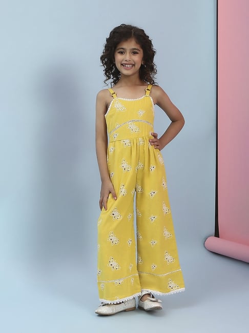 Biba Girls Yellow Cotton Dyed Jumpsuit-picture-15