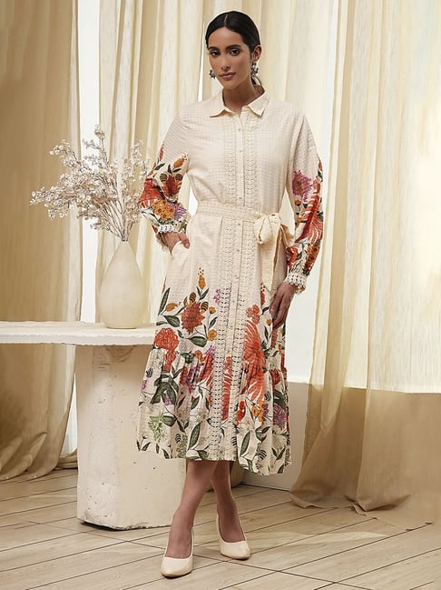 sachin and babi light blue dress Cammie Long Sleeve Midi Dress - Beige main image 1