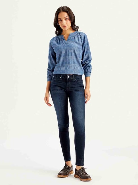 Levi's Navy Blended Solid Jeans