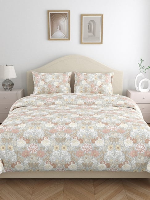 Haus & Kinder Cotton Multicolor Boho Blossom 144 TC Double Flat Bedsheet with 2 Pillow Covers-picture-38