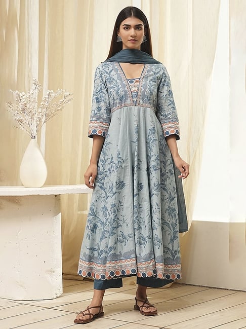 Ethnic Wear Biba Anarkali Dresses Online Buy Terracotta Cotton Layered  Anarkali Dress Online At Biba India