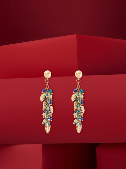Zaveri Pearls Blue Classy Contemporary Clustered Beads Drop Earring