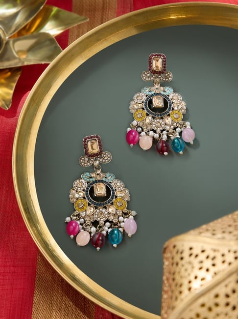 Zaveri Pearls MulticolorStones Beads Antique Dazzling Dangler Earring-picture-32