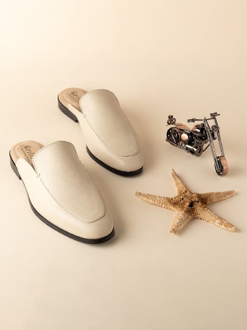 Griffin Men's Cream Mule Shoes-picture-24