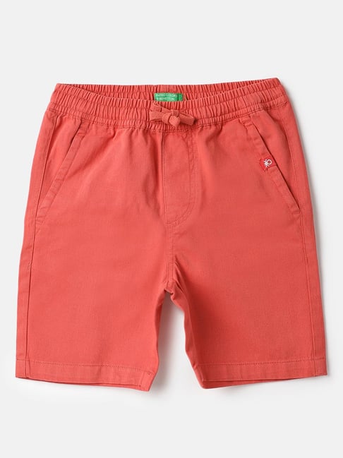 United Colors of Benetton Boys Red Pure Cotton Shorts