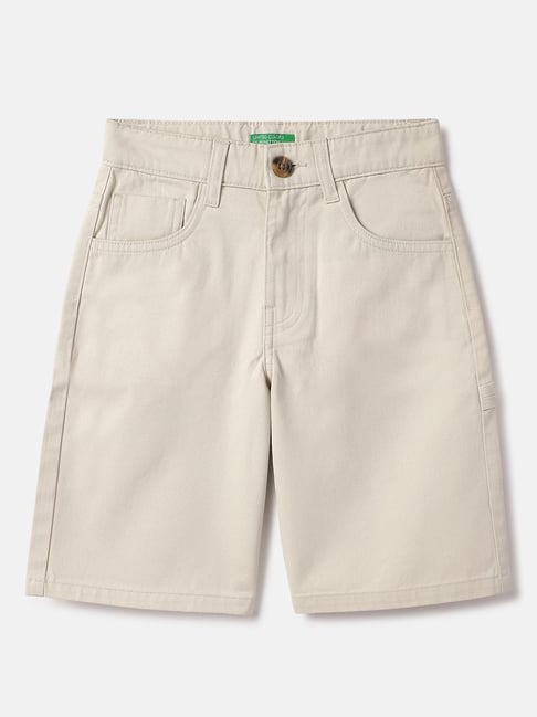 United Colors of Benetton Boys Beige Pure Cotton Shorts