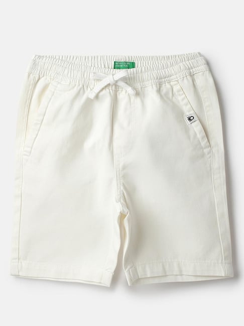 United Colors of Benetton Boys White Pure Cotton Shorts