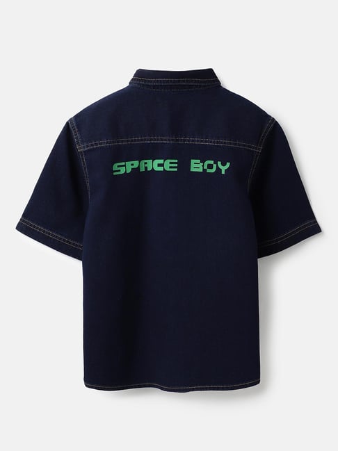 United Colors of Benetton Boys Blue Pure Cotton Shirt-picture-22