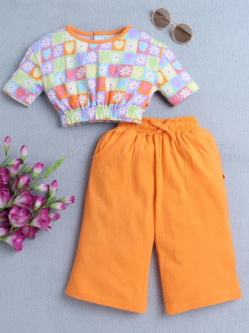 Bumzee Girls Multi Cotton Floral Top and Pant Set-picture-27