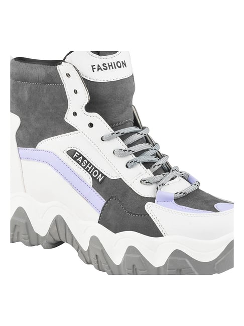 Shoetopia Women's Grey Ankle High Sneakers