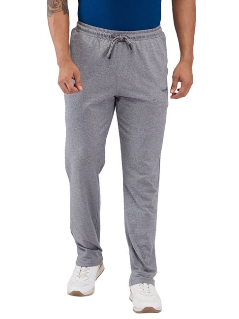 Park Avenue Grey Cotton Blend Regular Fit Solid Trackpants