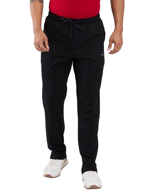 Park Avenue Black Cotton Blend Regular Fit Solid Trackpants