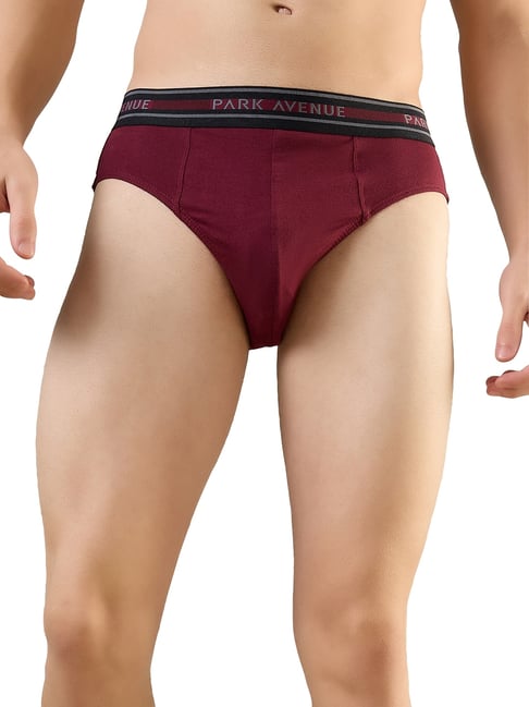 Park Avenue Maroon Pure Cotton Regular Fit Solid Briefs