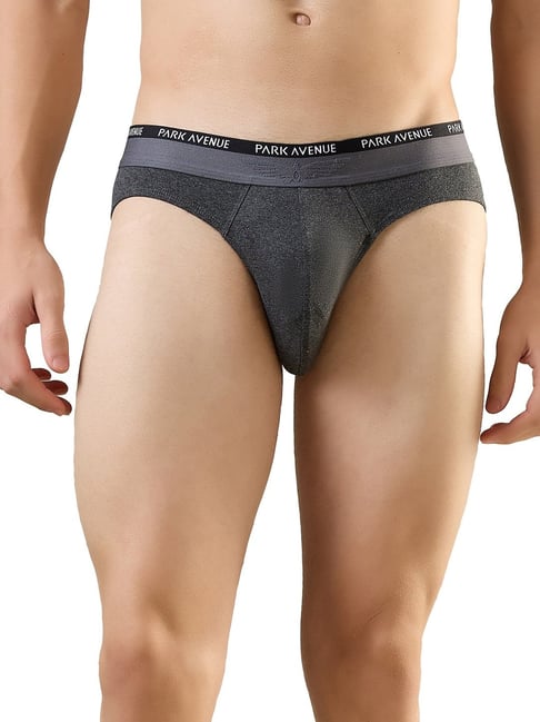 Park Avenue Grey Cotton Blend Regular Fit Solid Briefs
