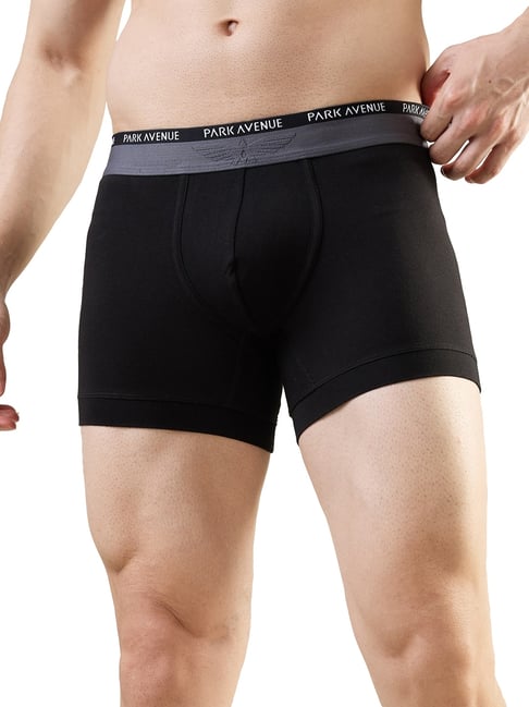 Park Avenue Black Cotton Blend Regular Fit Solid Trunks-picture-35