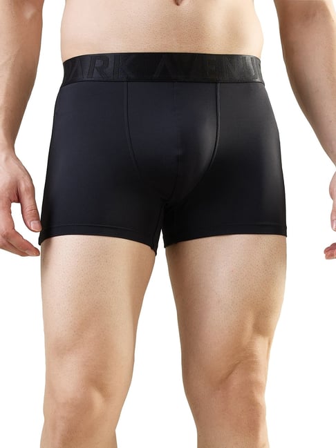 Park Avenue Black Nylon Blend Regular Fit Solid Trunks-picture-20