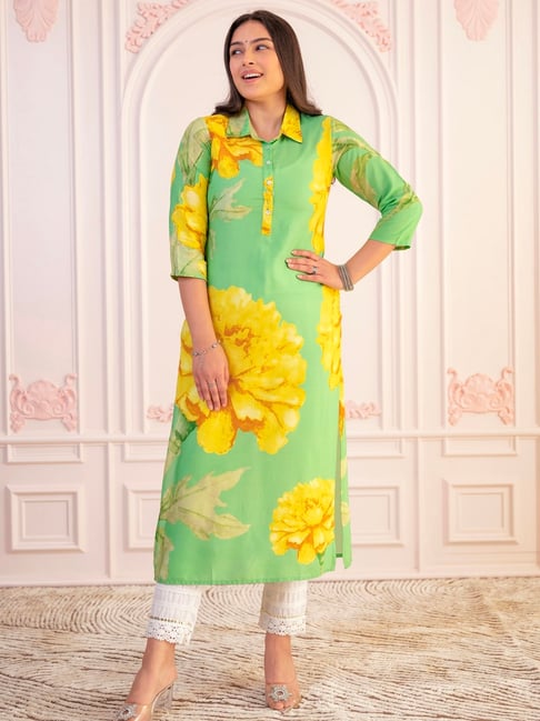 Juniper Green Floral Kurta-picture-23