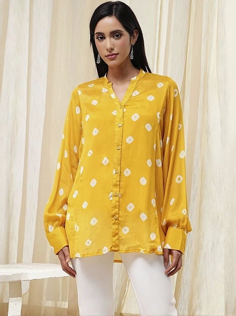 Biba Mustard Printed Casual Shirt-picture-24