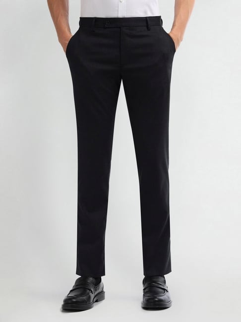 Arrow Navy Slim Fit Self Pattern Trousers-picture-33