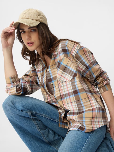 The Souled Store Maple Loose Fit Plaid Shirt-picture-13