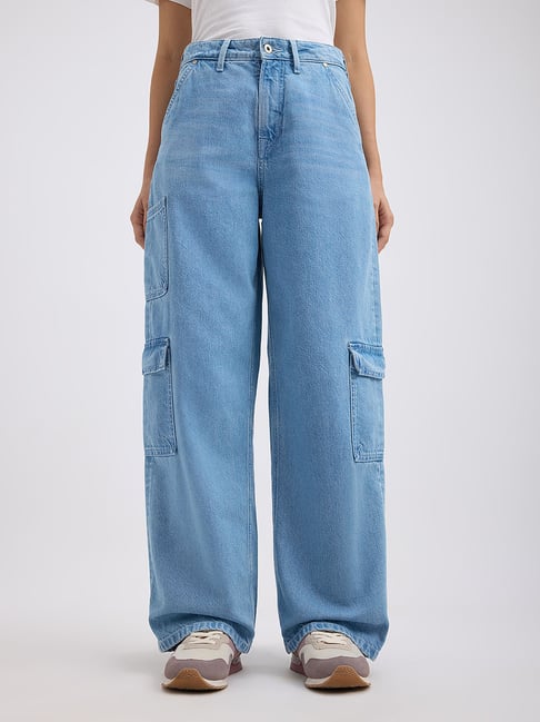 Pepe Jeans Blue Straight Fit High Rise Cargo Jeans-picture-21