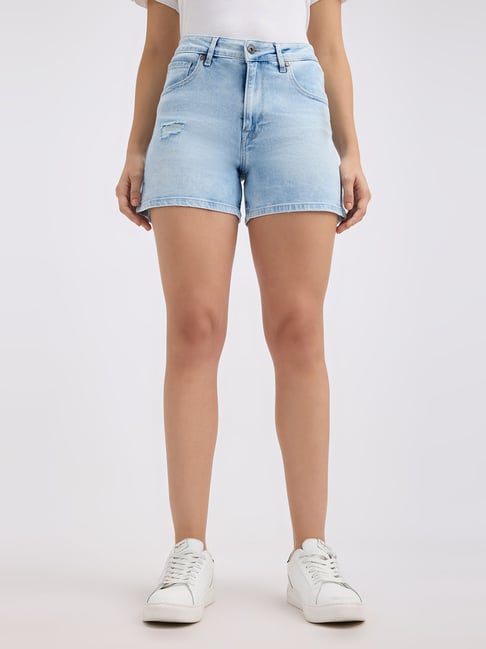 Pepe Jeans Light Worn High Rise Denim Shorts