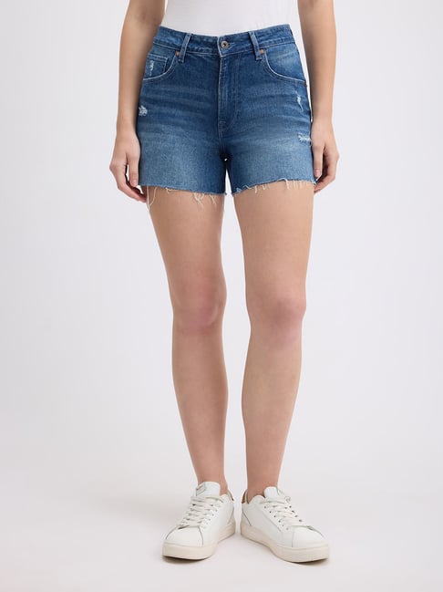 Pepe Jeans Med Worn High Rise Denim Shorts