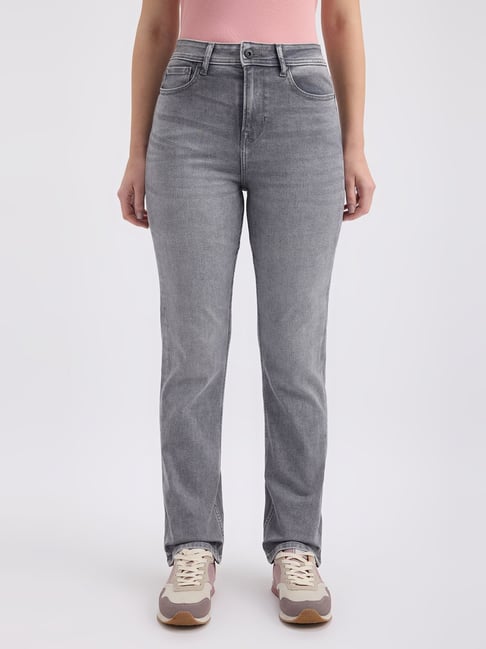 Pepe Jeans Grey Straight Fit High Rise Jeans