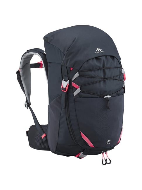 Quechua By Decathlon Kids Unisex Black Hiking Backpack 28 L With Rain  Cover