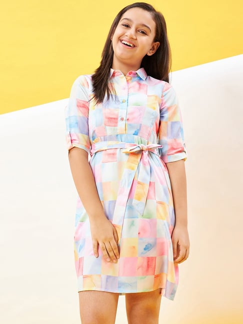 StyloBug Girls Multi Above Knee Printed Dress-picture-37