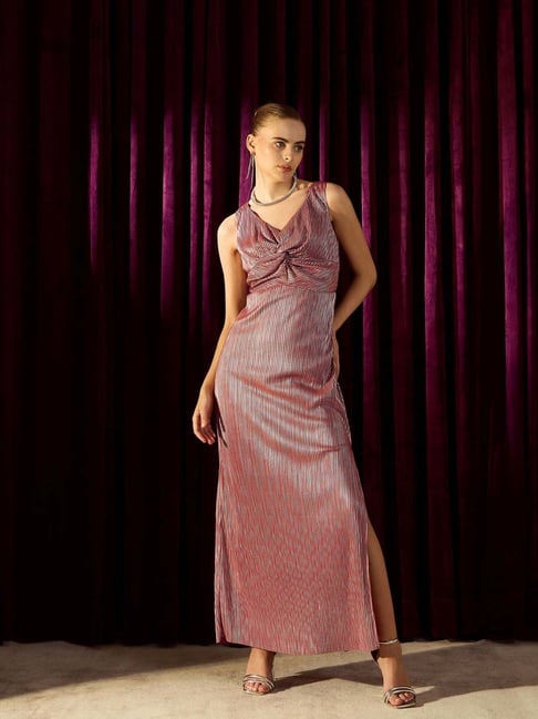 Stylecast X Kassually Pink Bodycon Fit Striped Dress-picture-11