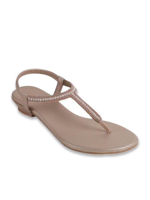 Mochi Women Rose Gold T-Strap Sandals-picture-11