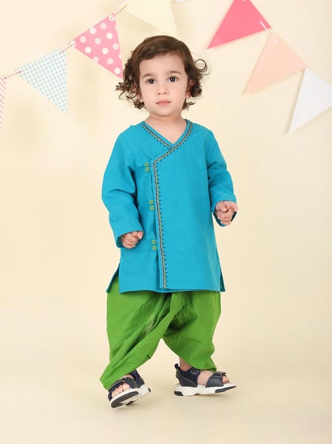 Fabindia Boys Teal Kurta Set-picture-14