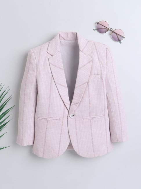 Ministitch Boys Baby Pink Cotton Self Blazer