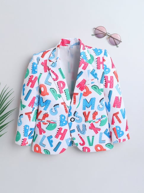 Ministitch Boys Multicolor Self Blazer