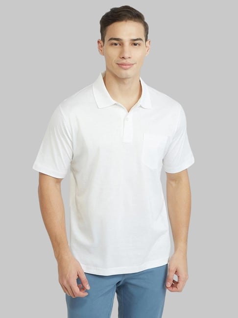 Colorplus White Cotton Comfort Fit Polo T-Shirt