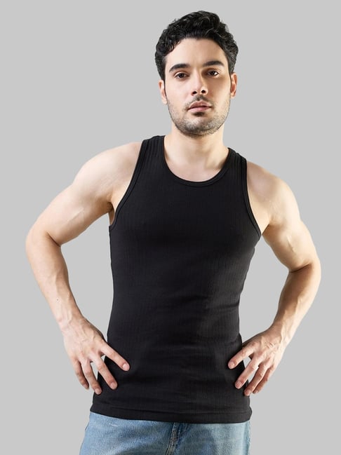 Park Avenue Black Cotton Regular Fit Vest