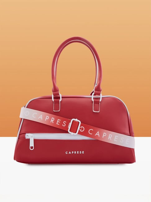 Caprese Red Vivian Faux Leather Duffle Bag-picture-32