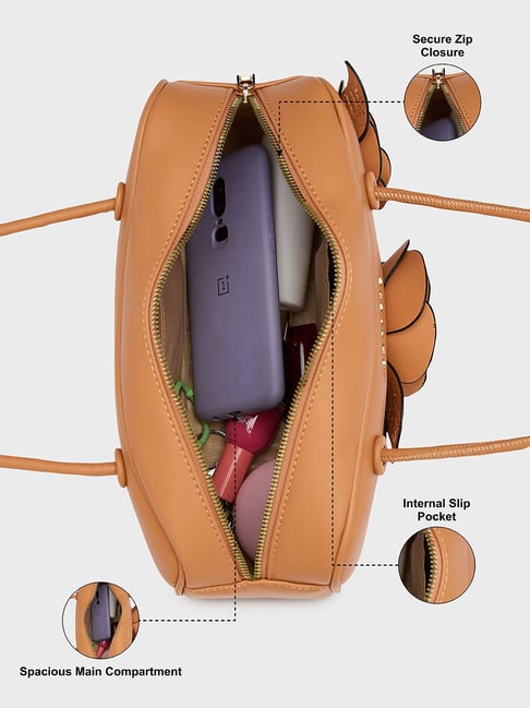 Caprese Apricot Bloom Faux Leather Shoulder Bag