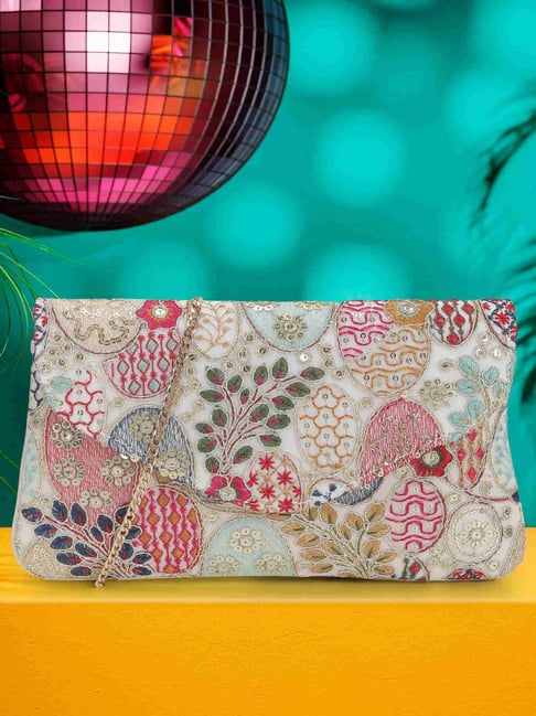 Mochi Multicolor Embroidered Small Fold Over