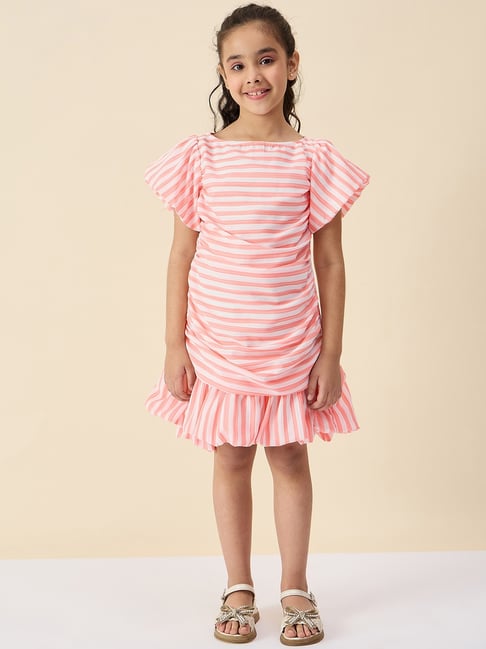 StyloBug Kids Orange Printed Regular Casual Dresses-picture-48