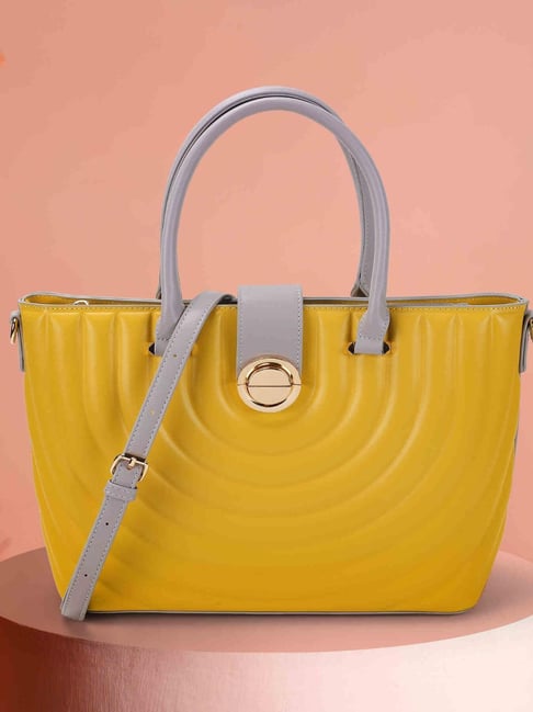 Metro Yellow Textured Large Satchel-picture-40