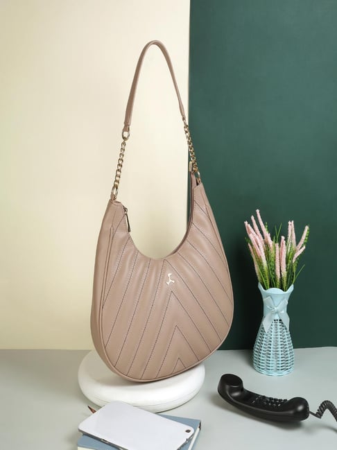 Mochi Beige Textured Medium Hobo Bag-picture-10