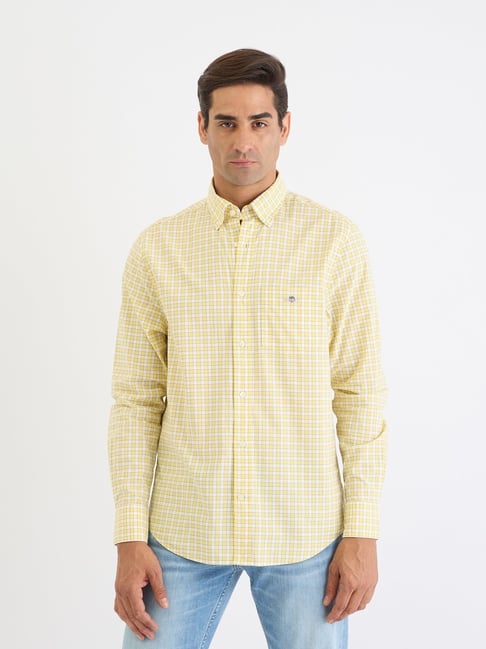 GANT Yellow Regular fit Checks Shirt-picture-21