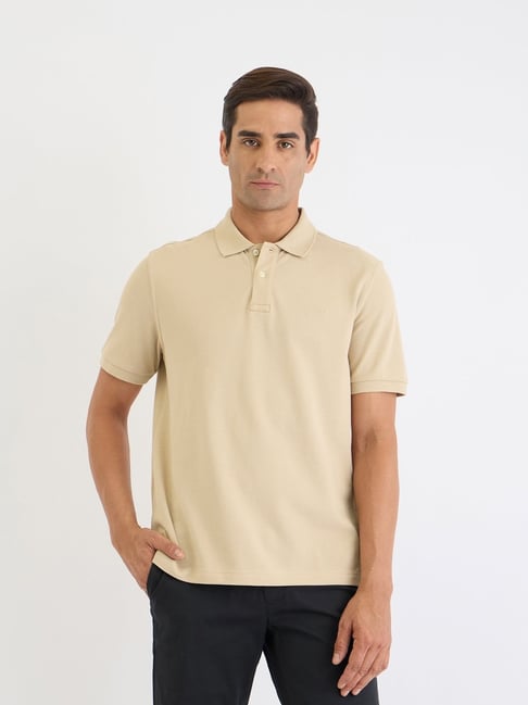 GANT Beige Regular fit Solid Polo T-Shirt-picture-18