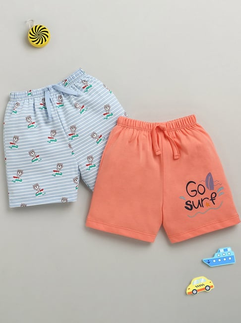 Bumzee Green Cotton Printed Shorts Pack of 2