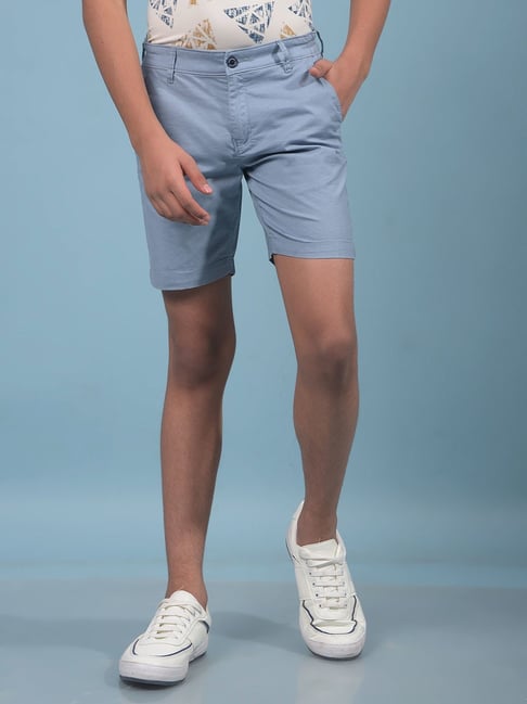Crimsoune Club Boys Blue Cotton Slim Fit Shorts