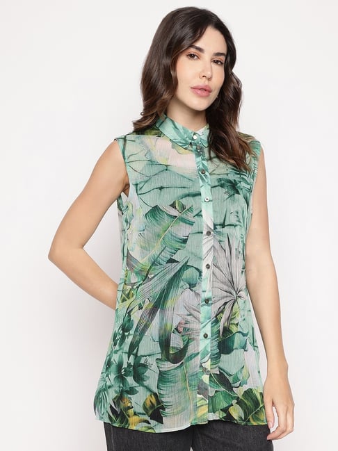 Guess Green Printed Spread Collar Clouis Shirt-picture-32