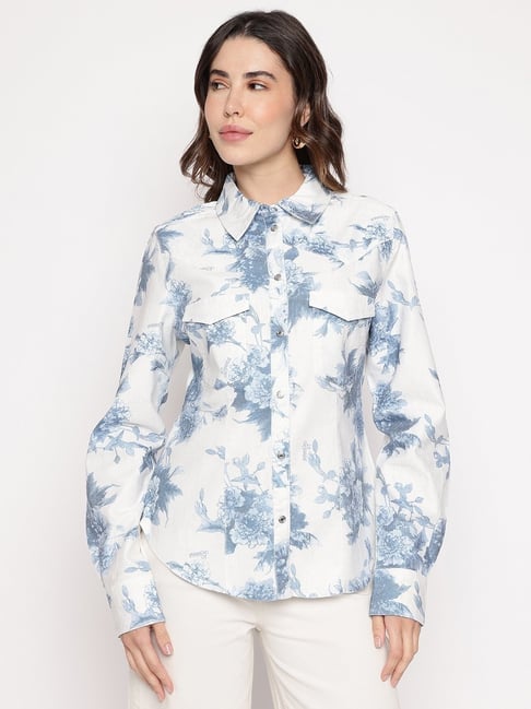 floral guess collared shirt