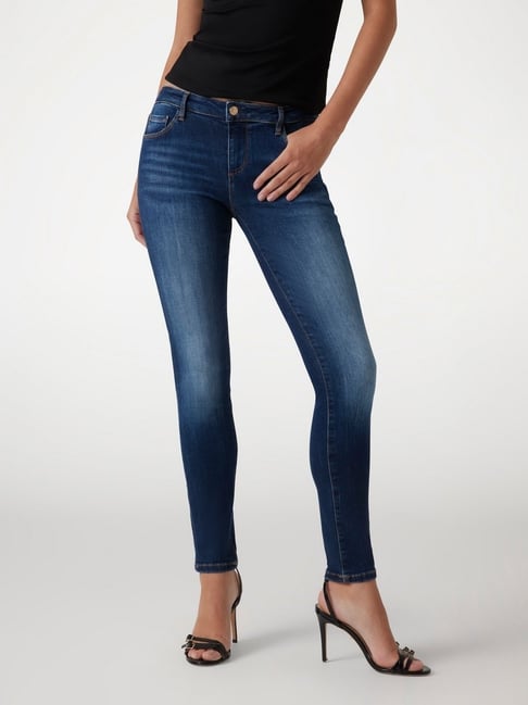 Guess Blue Solid Skinny Fit Annette Eco Jeans